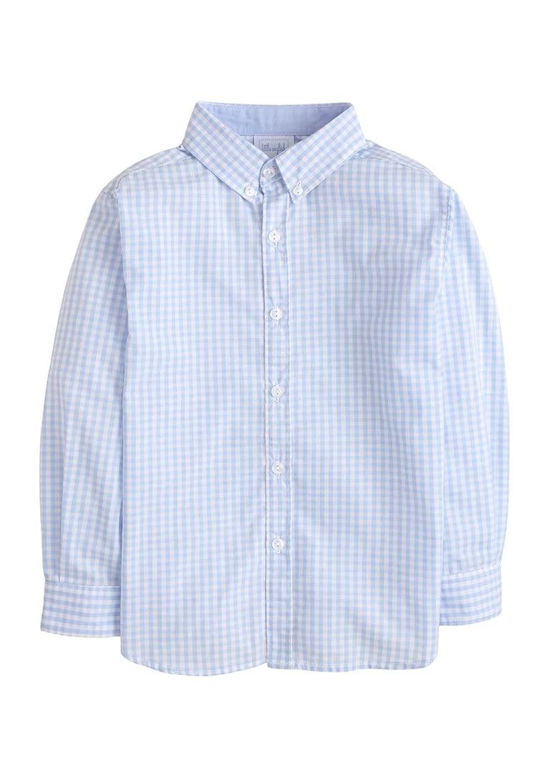 Button Down Shirt - Airy Blue Plaid | Little English