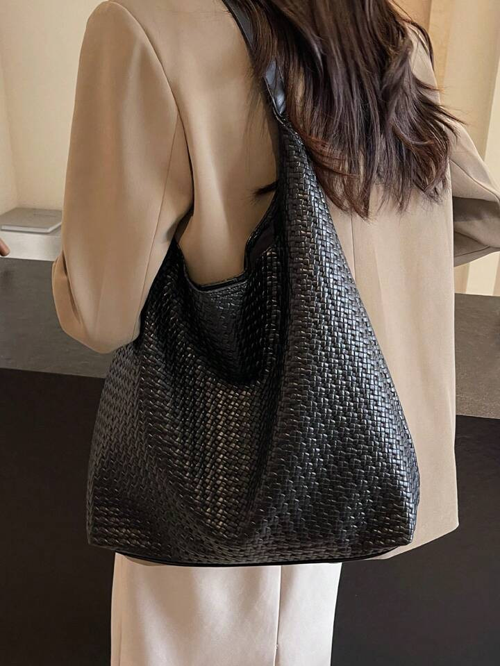 Trendslow tea 1pc Women Solid Color PU Leather Tote Bag With Magnetic Closure, Hobo Women Pure Ve... | SHEIN