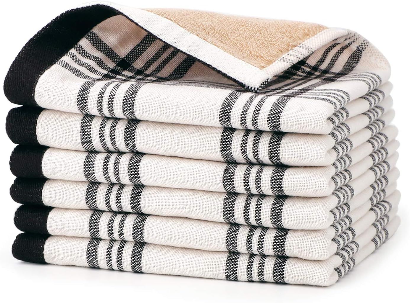 Beasea Kitchen Dish Cloths, 6pcs Kitchen Towels Black White Cotton Cleaning Cloths 13 x 13 Inch P... | Amazon (US)