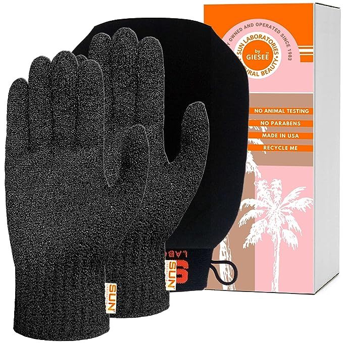 Sun Labs Exfoliating Body Gloves, Tan Removal Mitt, and Self-Tanner Application Mitt - 3 Pack (Pa... | Amazon (US)