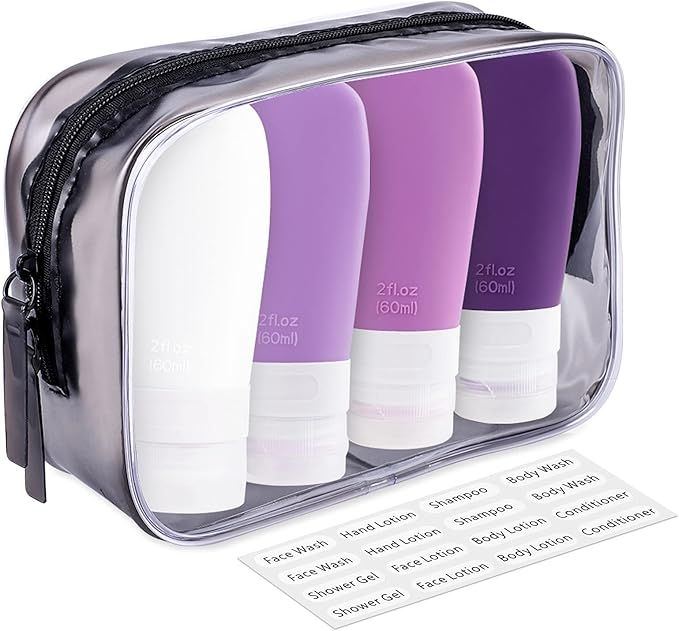 Portable Travel Bottles, INSFIT TSA Carry On Approved Toiletries Containers, 3 Ounce Leak Proof S... | Amazon (US)