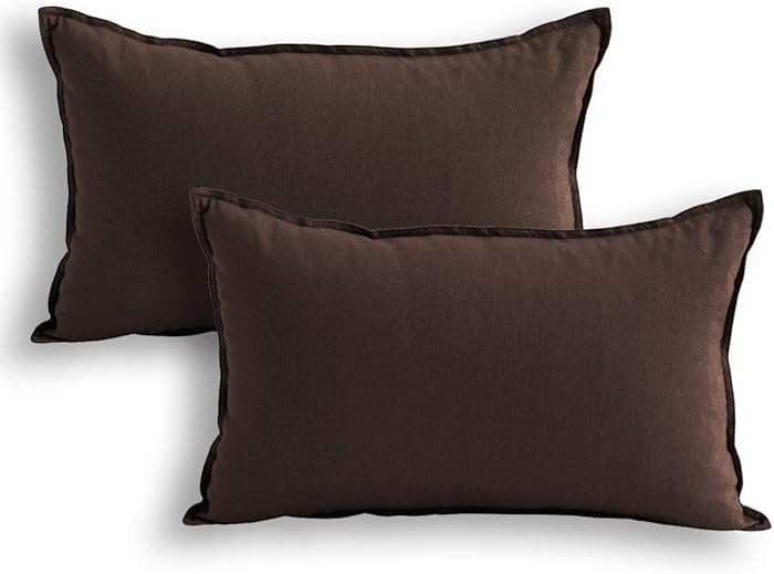 Jeanerlor Cotton Linen Square Decorative Throw Pillow Case Cushion Cover with Twin Needles Stitch... | Amazon (US)