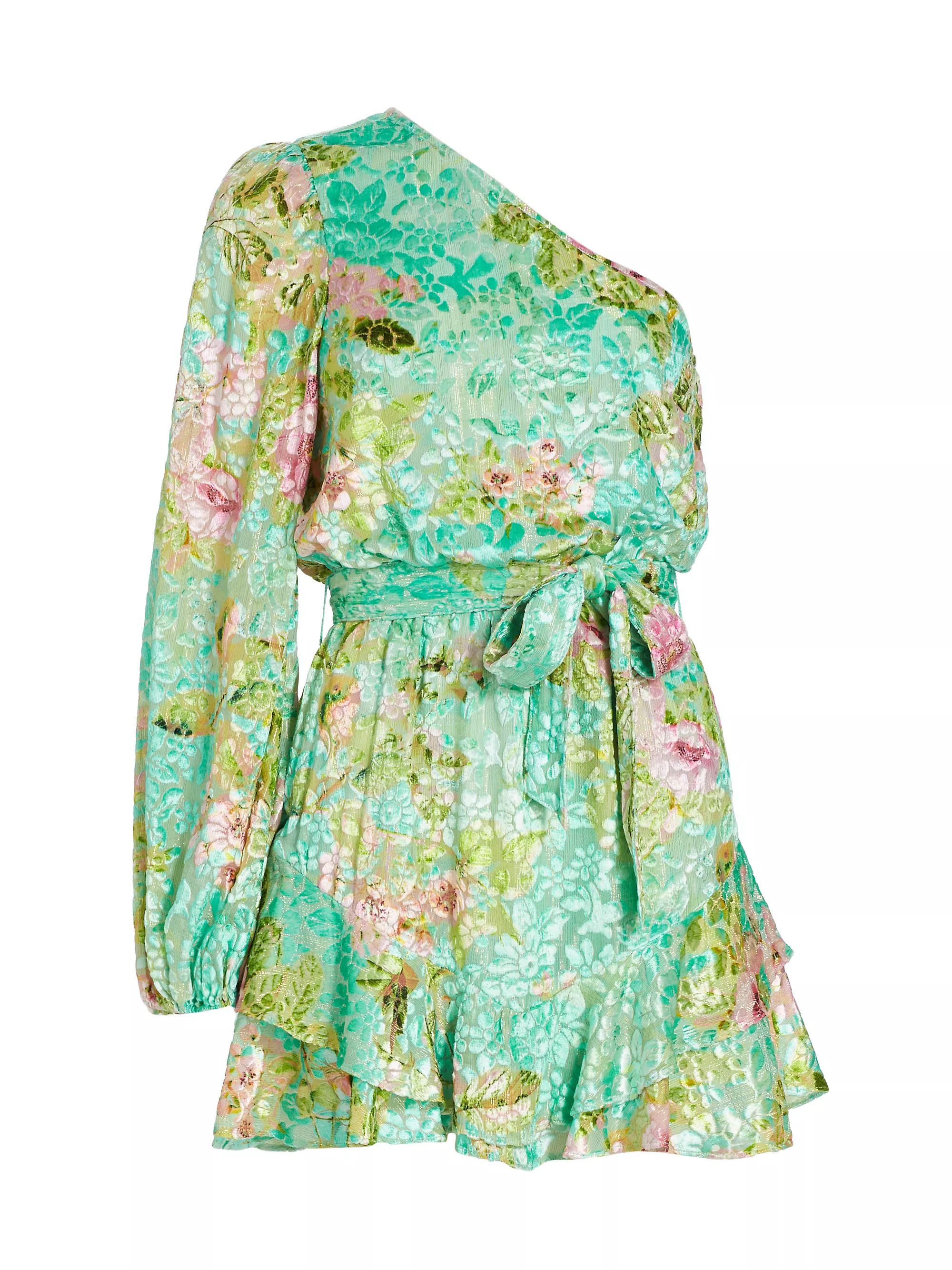 Hemant & NanditaMetallic Floral One-Shoulder Minidress | Saks Fifth Avenue