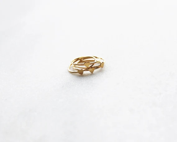 Gifts For Women, Heart Ring, Thin Gold Ring, Gifts for her, Girlfriend Gift, Stackable Ring, Mini... | Etsy (US)