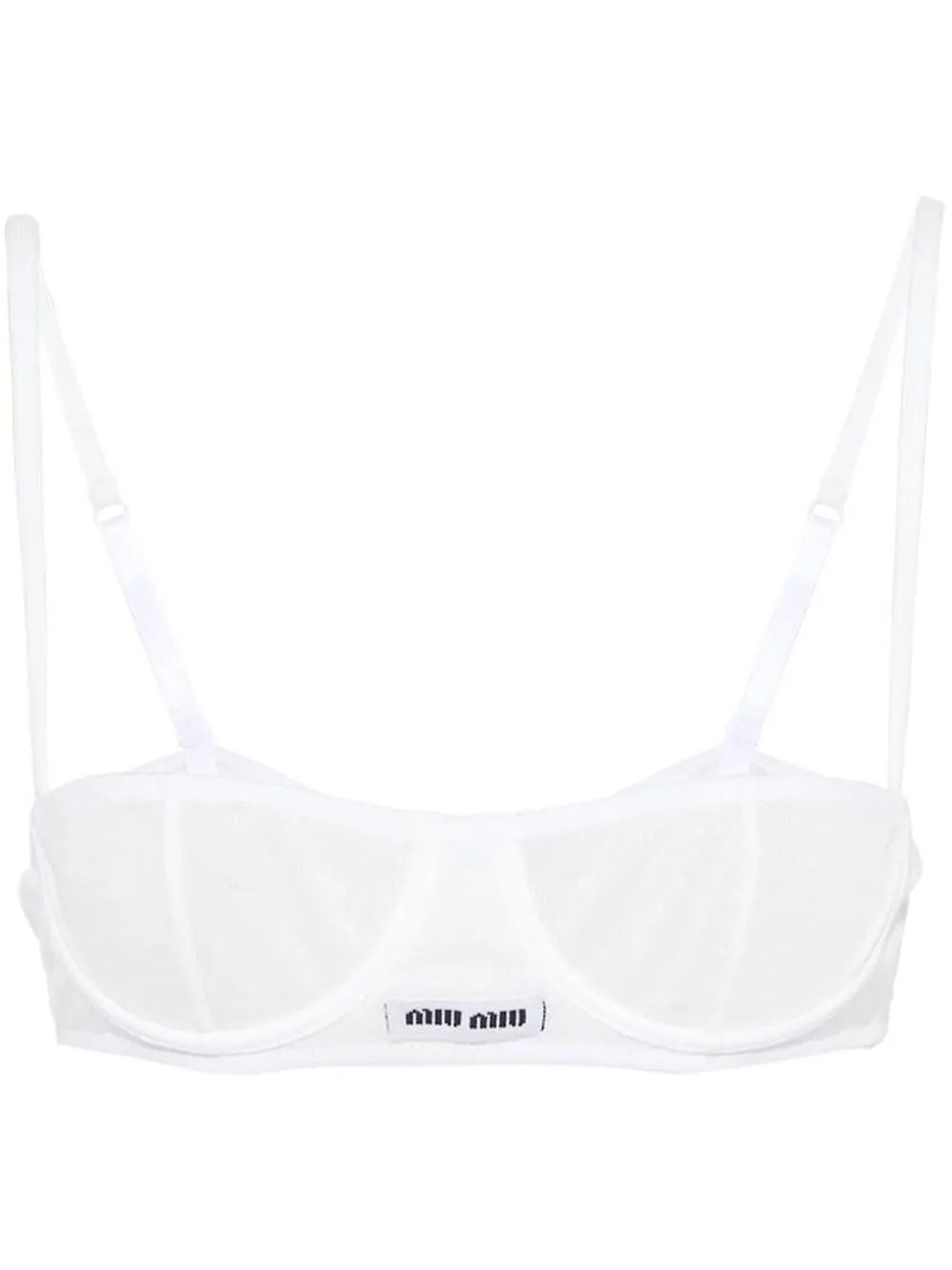 Miu Miu Ribbed Knit Denim Bra - Farfetch | Farfetch Global