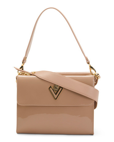 Made In Italy Leather Patent Triple Entry Compartment Crossbody | TJ Maxx