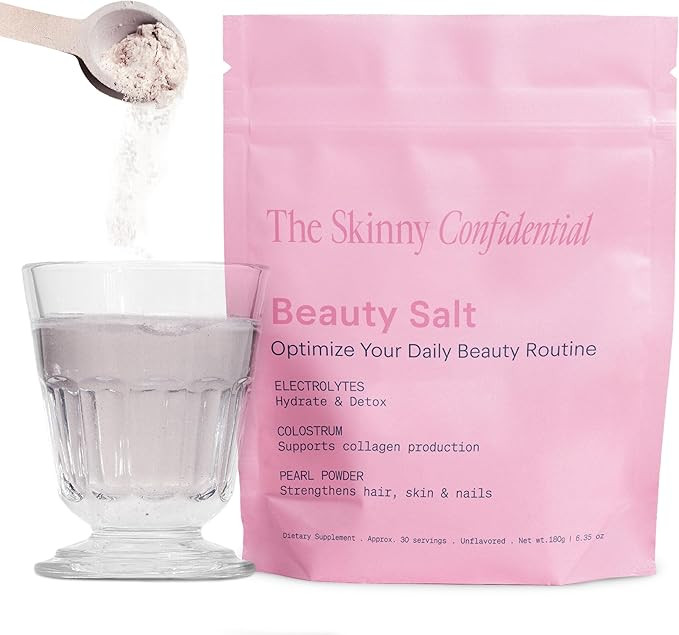 The Skinny Confidential Beauty Salt Hydration Powder with Grass-Fed Colostrum, Electrolytes & Pea... | Amazon (US)
