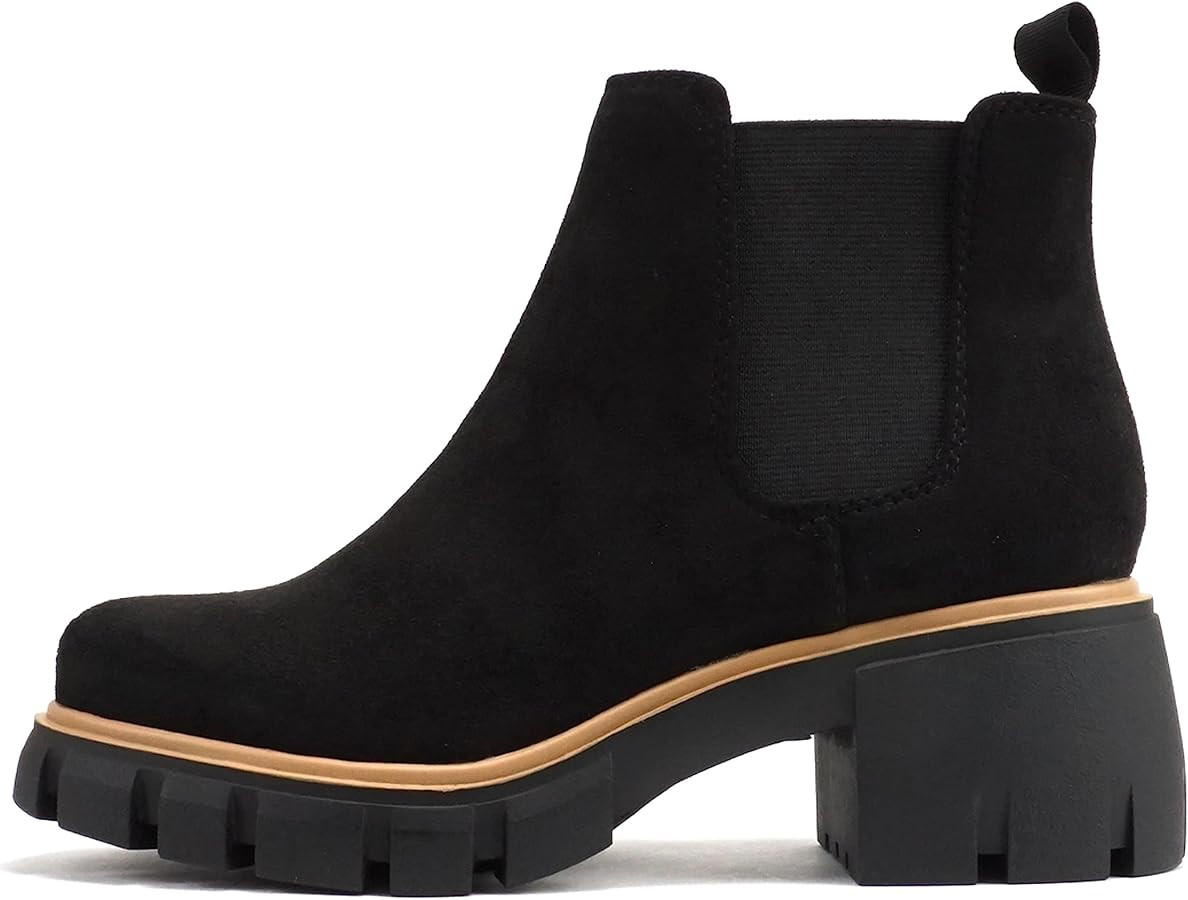 Soda PIONEER ~ Women Lug Sole Mid Heel Chelsea Fashion Ankle Bootie w/Double Elastic Gore | Amazon (US)