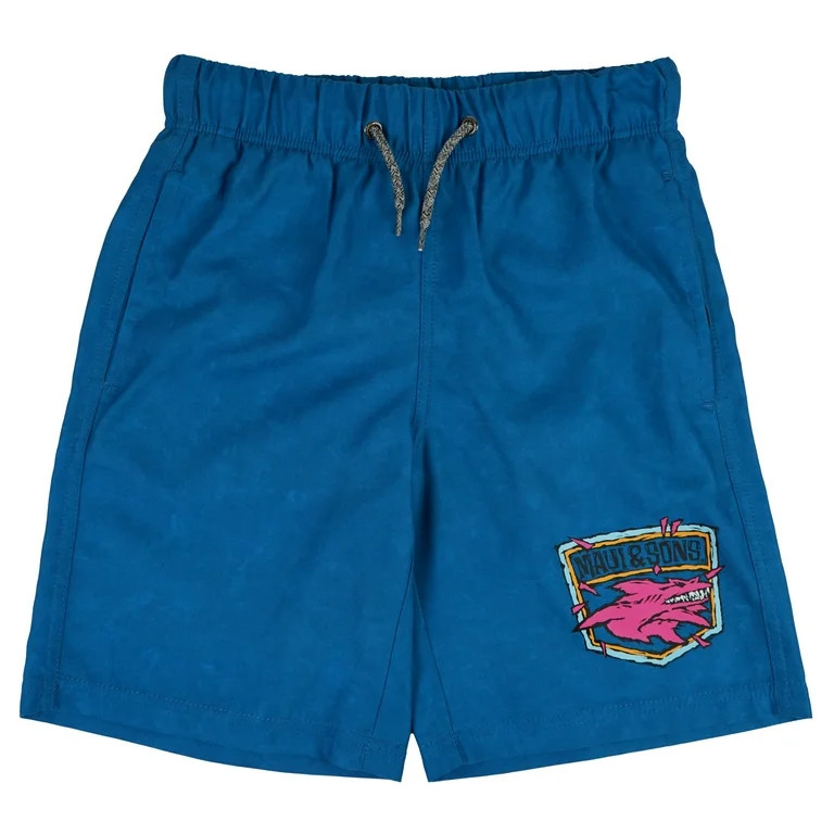 Maui and Sons Boys Swim Shorts, Aggro Twist Graphic Trunks, Blue Sky, Active Swimwear | Walmart (US)