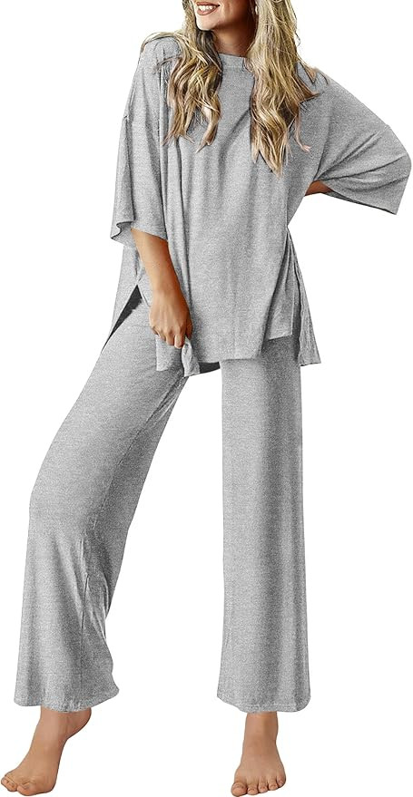 Ekouaer Lounge Sets for Women Short Sleeve Tops and Long Pants Soft Comfy Pajamas Set 2 Piece Out... | Amazon (US)