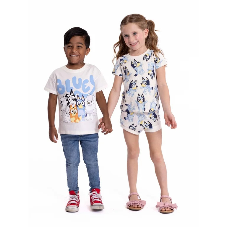 Bluey Toddler Girls Tee and Ribbed Shorts Set, 2-Piece, Sizes 2T-5T | Walmart (US)
