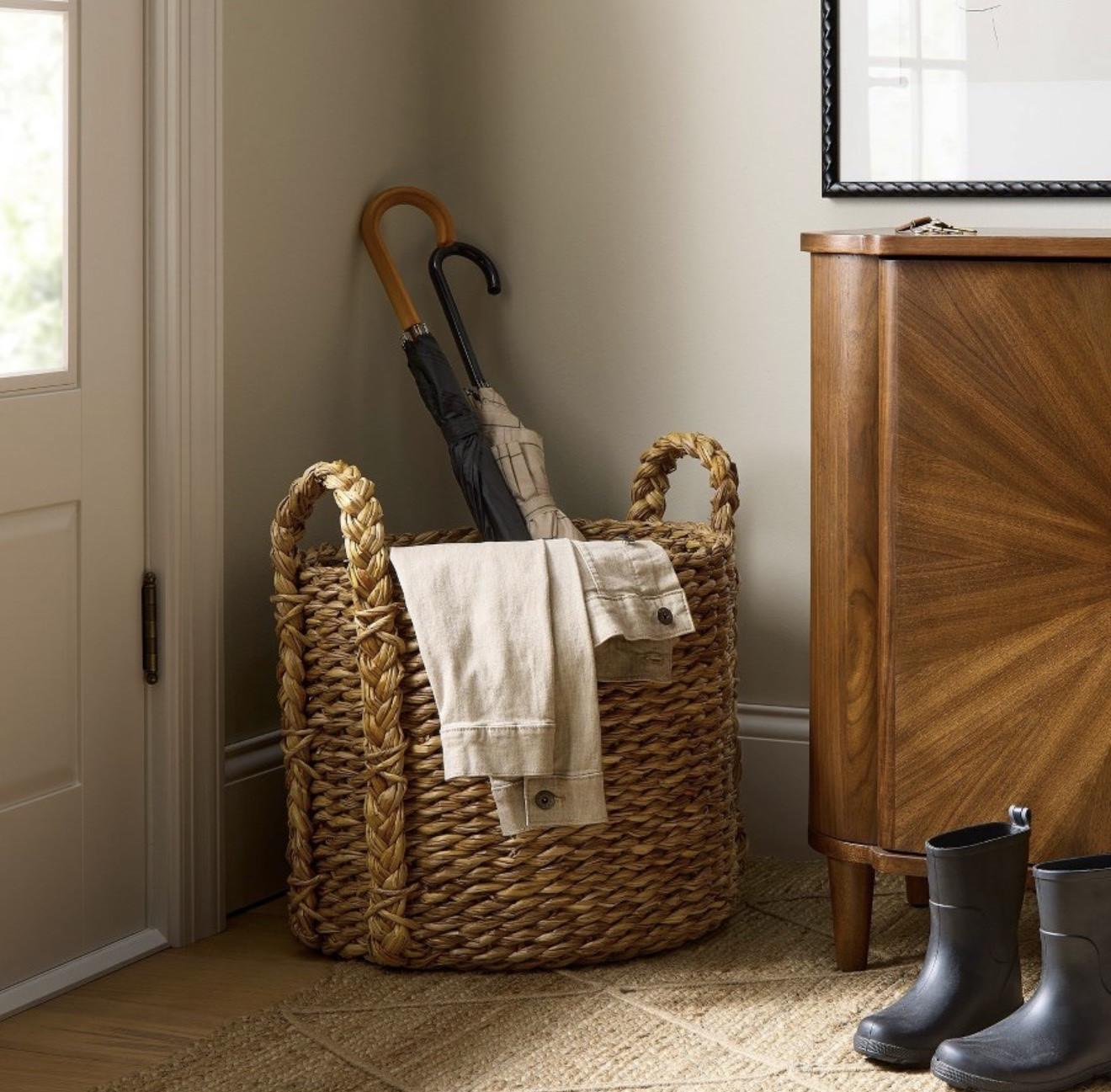 Functional can still be beautiful ✨ Love how this woven basket adds texture while keeping everyday essentials tucked away.

#LTKHome