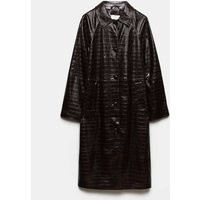 M&S Faux Leather Croc Effect Longline Car Coat Aubergine | Marks & Spencer (UK)