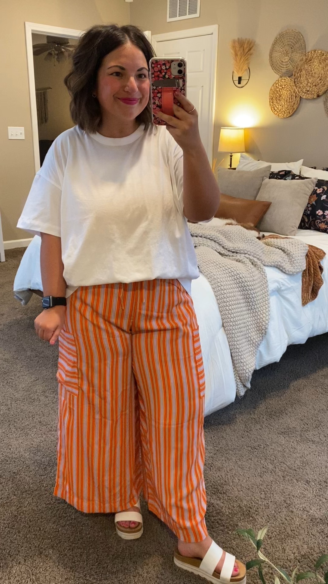 Ya'll know I am a big fan of funky pants to brighten up your wardrobe!!

sandals: fit true to size // wearing a 5
pants: fit true to size // wearing a large
tee: fits oversized // wearing a large 

 #LTKSaleAlert #LTKMidsize #LTKWorkwear