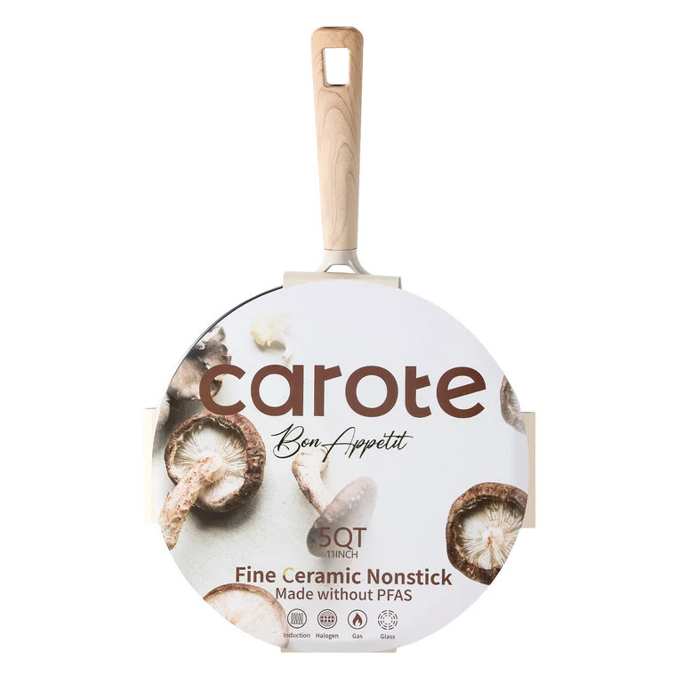 CAROTE 5 Quart Saute Pan Healthy Ceramic NonStick Jumbo Cooker, Induction 11 Inch Frying Pan with... | Walmart (US)
