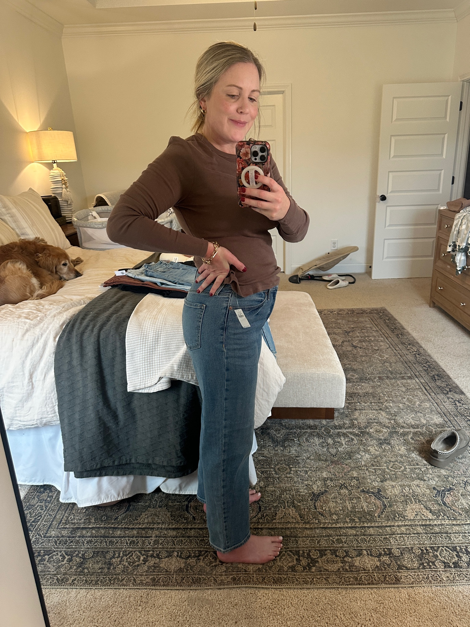 Postpartum friendly jeans that are only $20 (!!), great for this season between sizes. I’m 5’6” 170# and wearing a size 8. #postpartumclothes #midsizefashion #momjeans #highwaistjeans #ltkunder20 

#LTKmomlife #LTKFindsUnder50

#LTKMidsize #LTKmomlife

#LTKmomlife #LTKMidsize