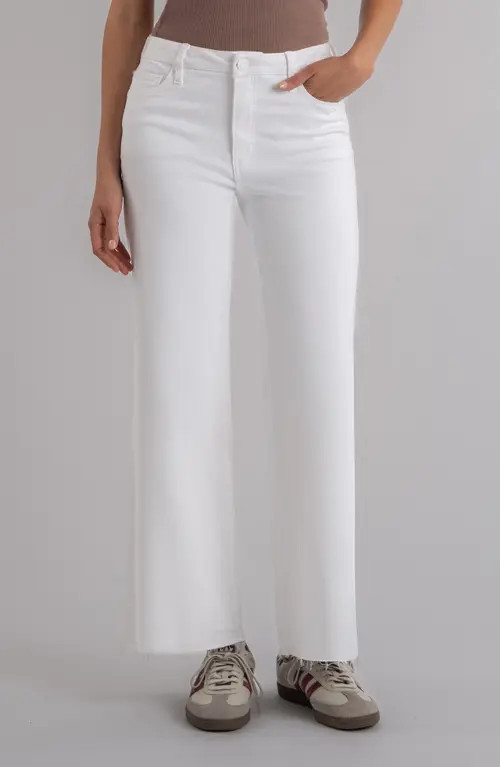 KUT from the Kloth Meg Fab Ab Raw Hem High Waist Wide Leg Jeans in Optic White at Nordstrom, Size 00 | Nordstrom