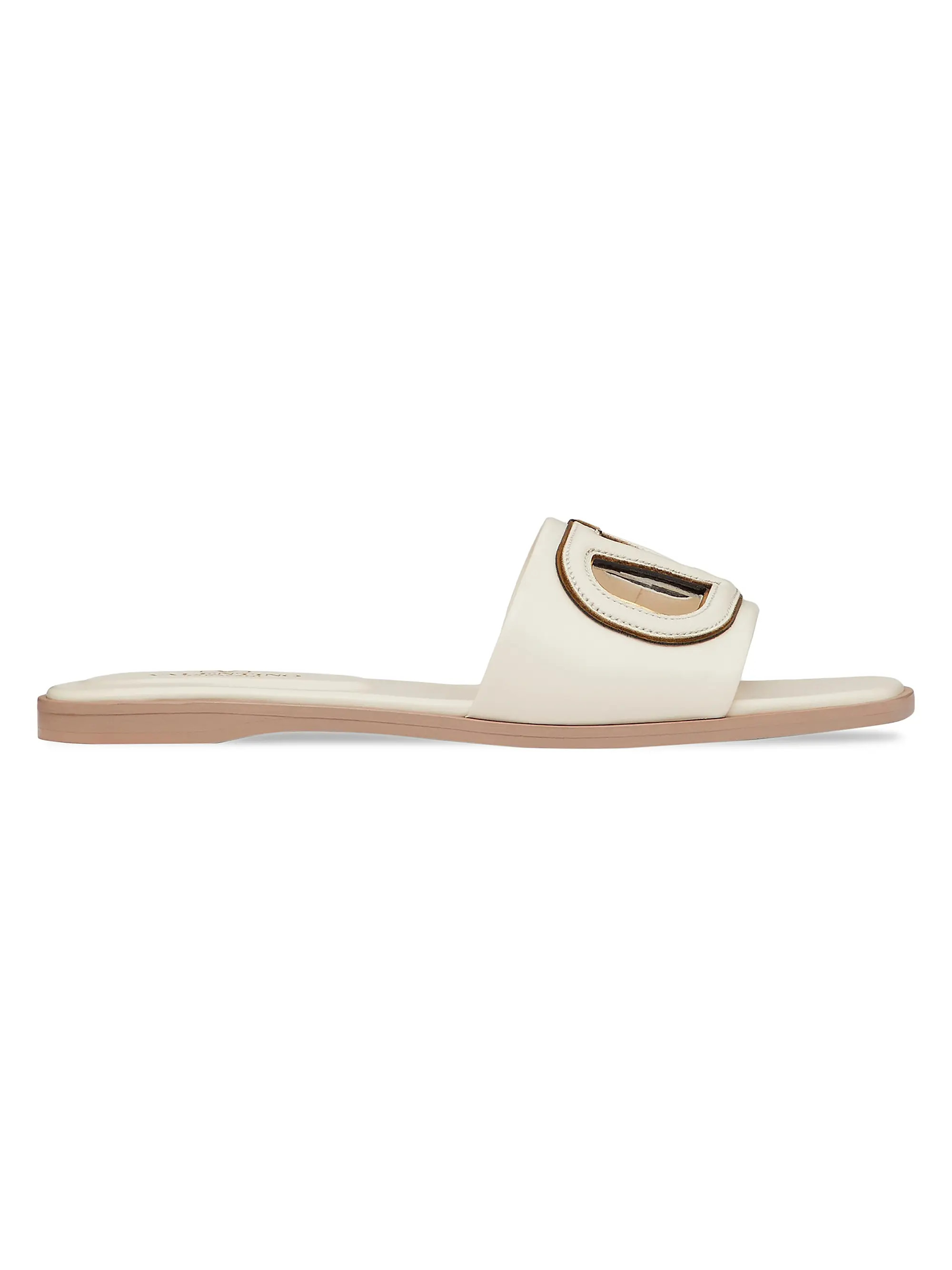 Vlogo Cut-Out Calfskin Slide Sandals | Saks Fifth Avenue