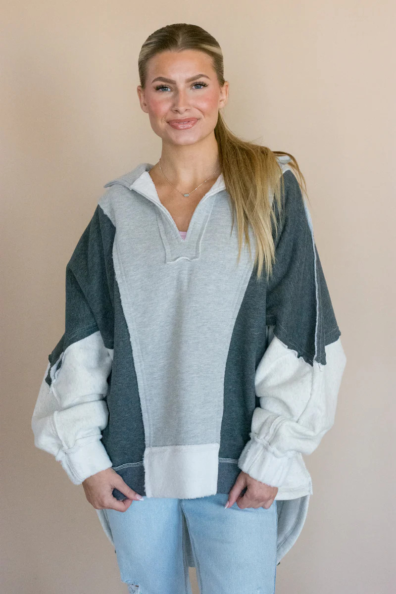 Casual Moments Grey Pullover Top | Apricot Lane Boutique