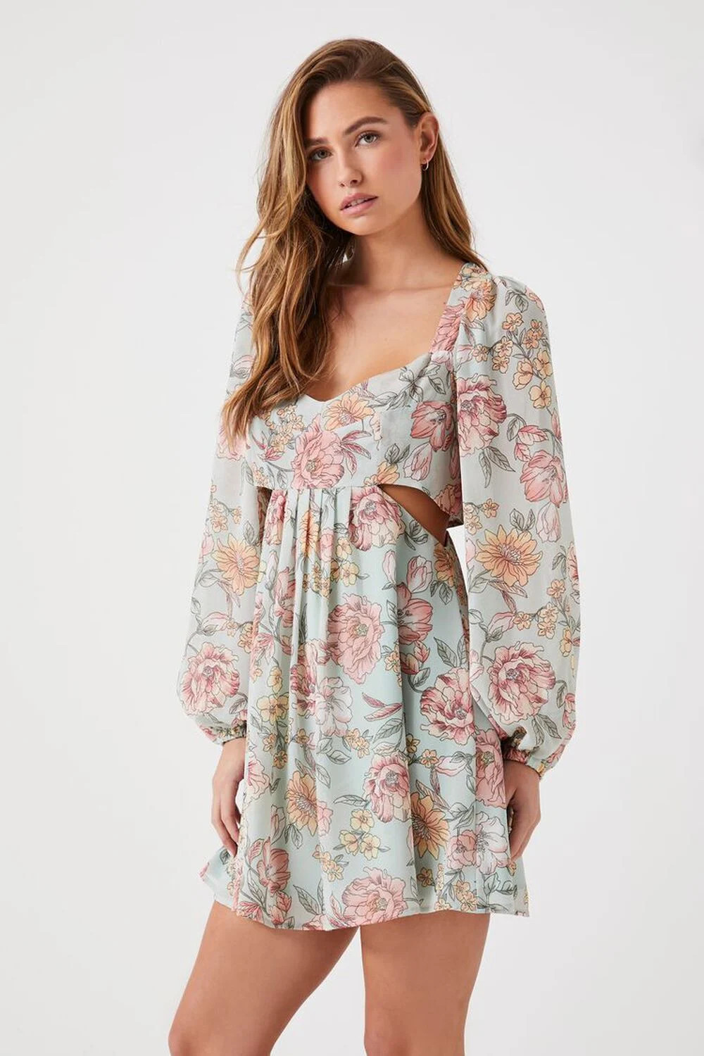 Floral Print Cutout Mini Dress | Forever 21 (US)