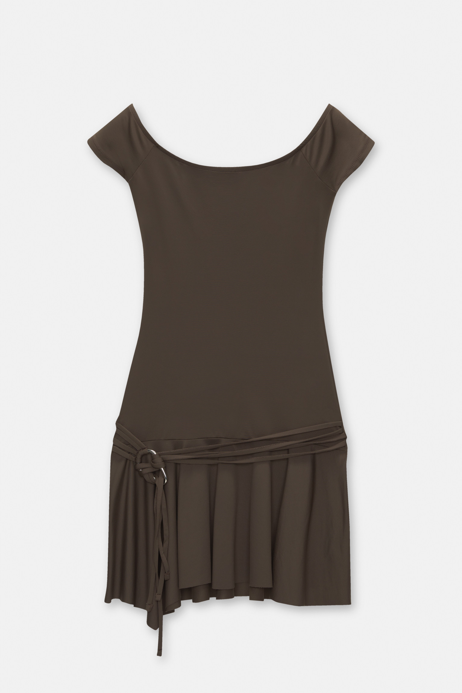 Polyamide short dress with asymmetric hem | PULL and BEAR UK