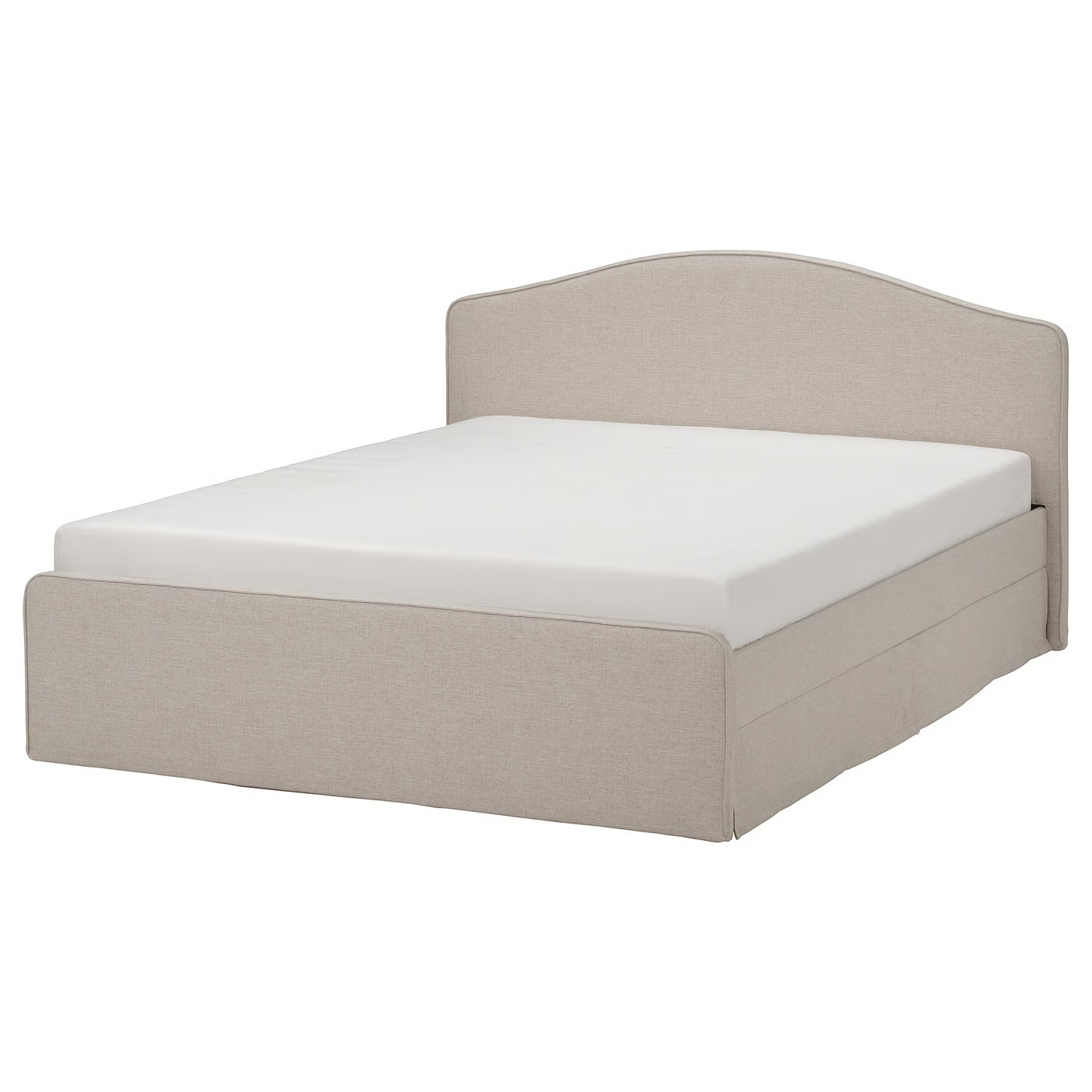 RAMNEFJÄLL Upholstered bed frame, Kilanda light beige, King | IKEA US