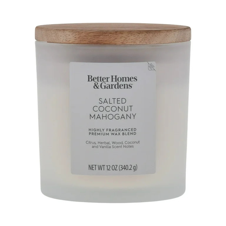 Better Homes and Gardens Salted Coconut Mahogany Scented 2-Wick Frosted Jar Candle 12oz. | Walmart (US)