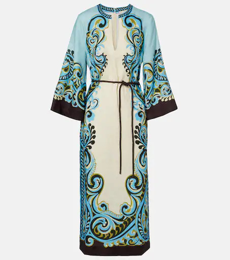 Natalia printed linen midi dress | Mytheresa (US/CA)