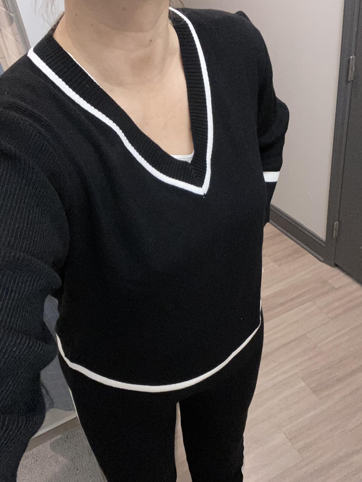 ANRABESS Women's 2 Piece Outfits Long Sleeve V Neck Knit Sweater Top and Wide Leg Pants Lounge Se... | Amazon (US)