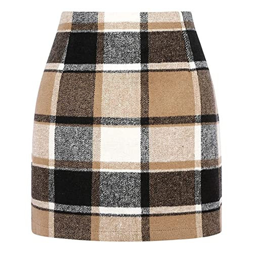Plaid Skirts for Women: Tweed, Mini, Bodycon, Pencil, High Waisted, Checkered, Wool, Stretch Flannel, Holiday, Tartan, Knee Length, Straight, Elegant | Amazon (US)