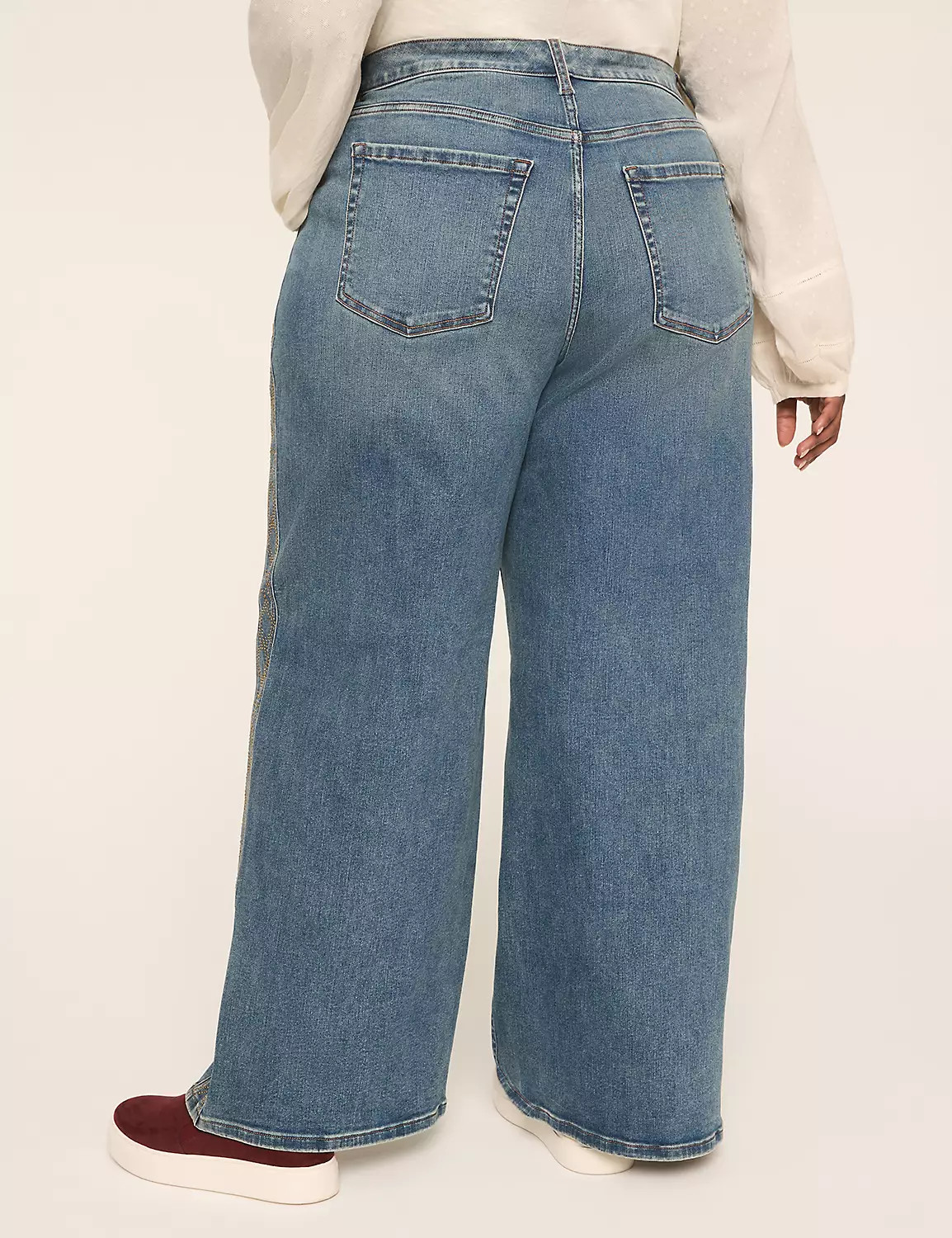 360 Flex Signature Fit Stud-Detail Wide Leg Jean | LaneBryant | Lane Bryant (US)