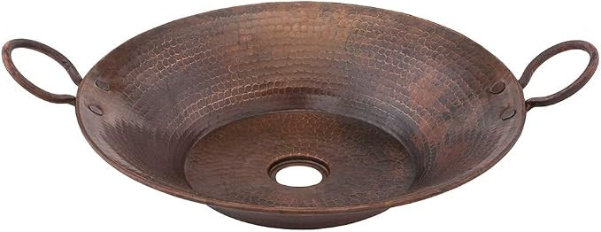 Premier Copper Products VR16MPDB 21-Inch Round Miners Pan Vessel Hammered Copper Sink, Oil Rubbed... | Amazon (US)