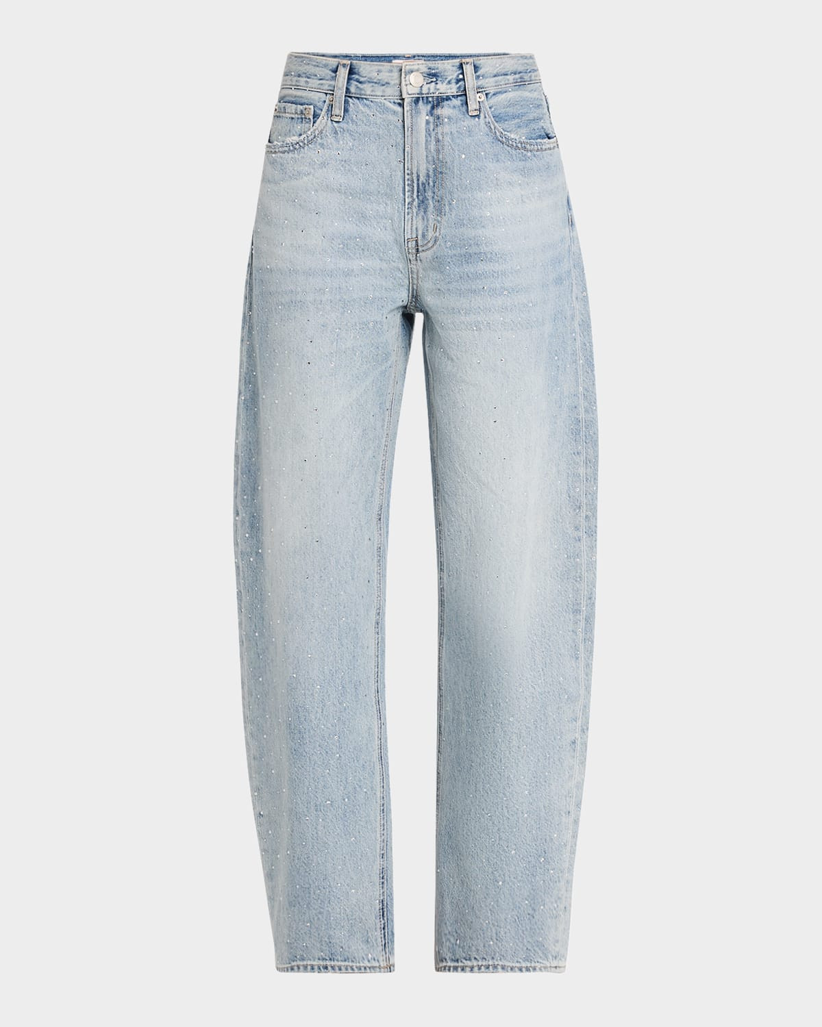 Wes High-Rise Rhinestone Barrel Jeans | Neiman Marcus