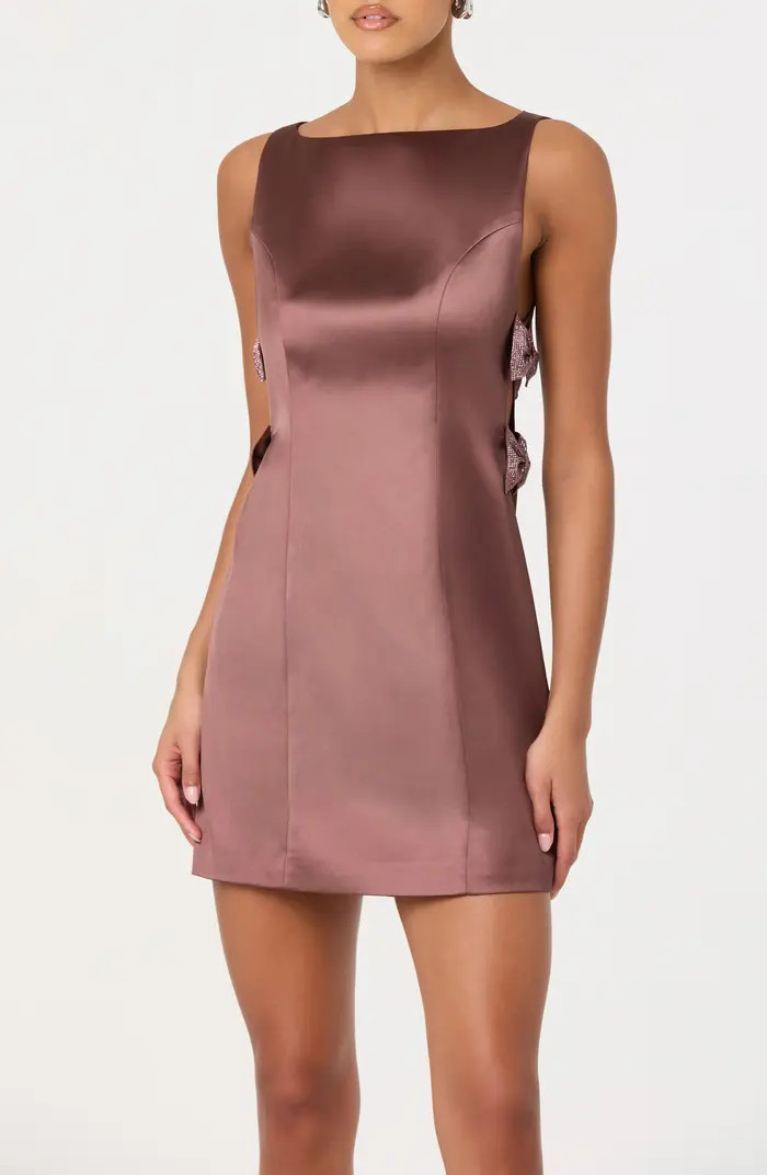 Kinsey Embellished Bow Satin Minidress | Nordstrom