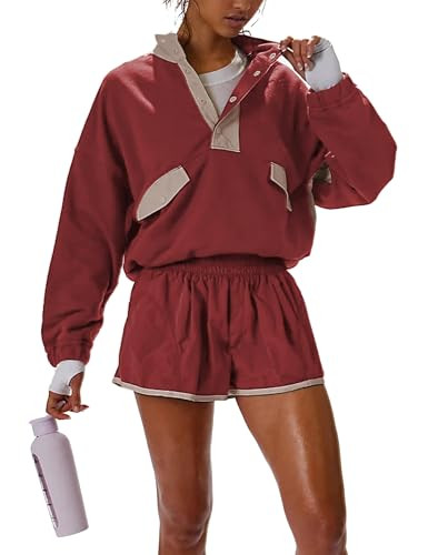 Women's Two Piece Short Sets Summer Lounge Sweatsuits Long Sleeve Outfits Travel Tracksuit with P... | Amazon (US)