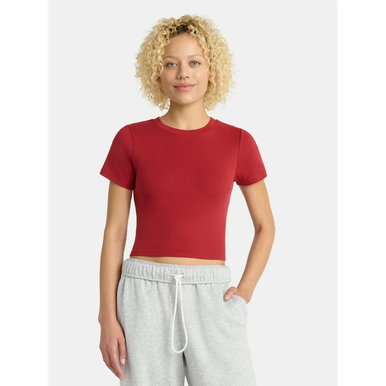 No Boundaries Game Day Cropped Tee, Women's | Walmart (US)