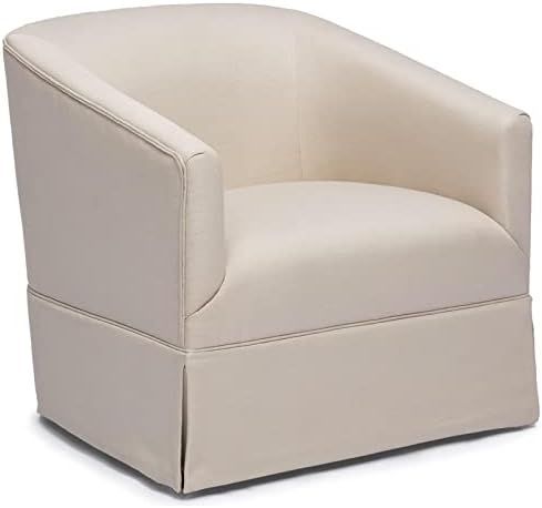 Comfort Pointe Elm Ivory Woven Polyester Fabric Skirted 360-degree Swivel Accent Chair | Amazon (US)
