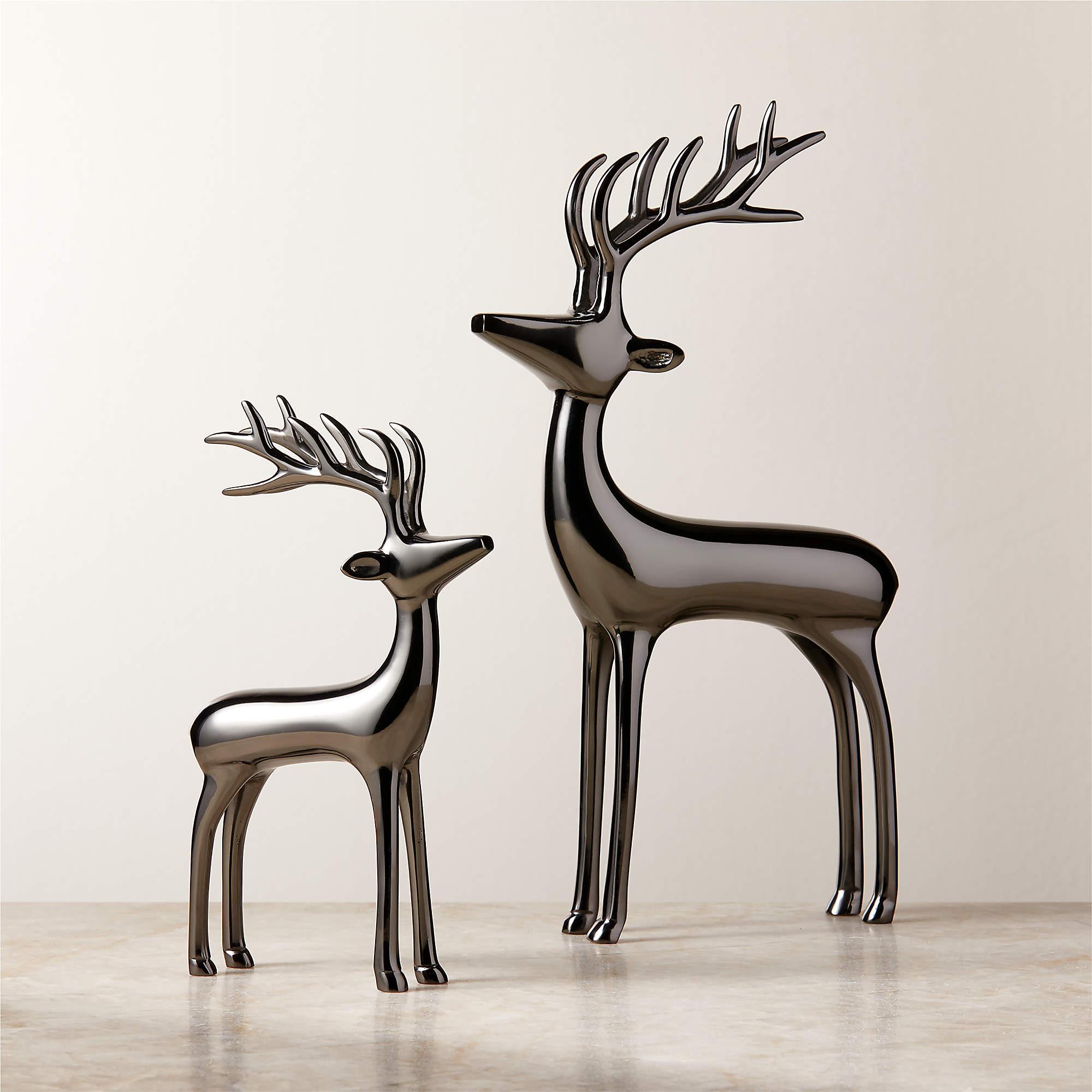 Blackened Brass Holiday Reindeer Decoration 8" + Reviews | CB2 | CB2