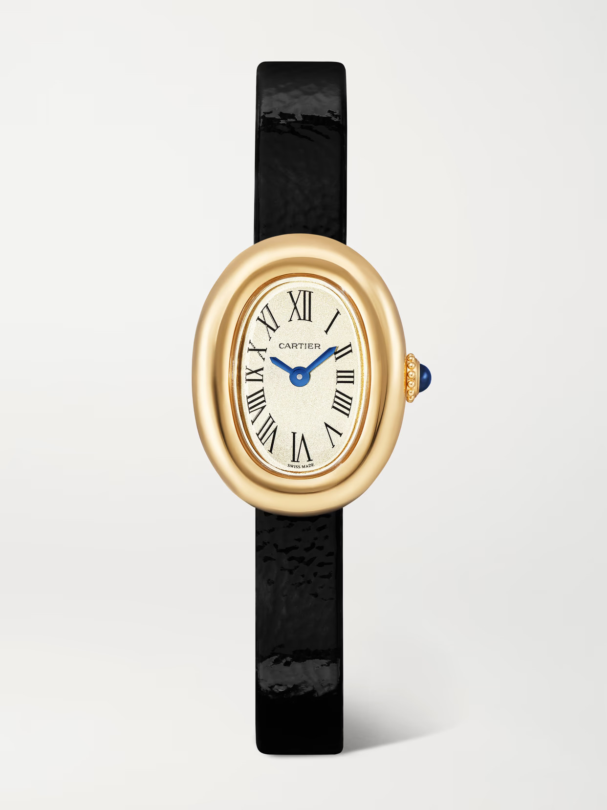 Cartier - Baignoire 18.7mm Mini 18-karat Gold And Textured-leather Watch - One size | NET-A-PORTER (US)