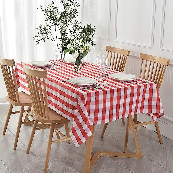 Savannah Ray 60x84 Buffalo Check Plaid Tablecloth | Superior Fabric to 100% Cotton | Red and Whit... | Amazon (US)