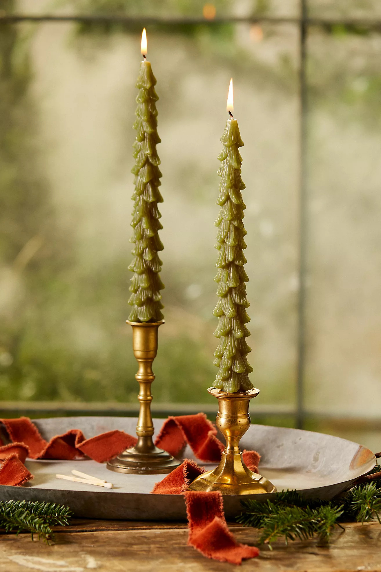 Tree Unscented Taper Candles, Set of 2 | Anthropologie (US)