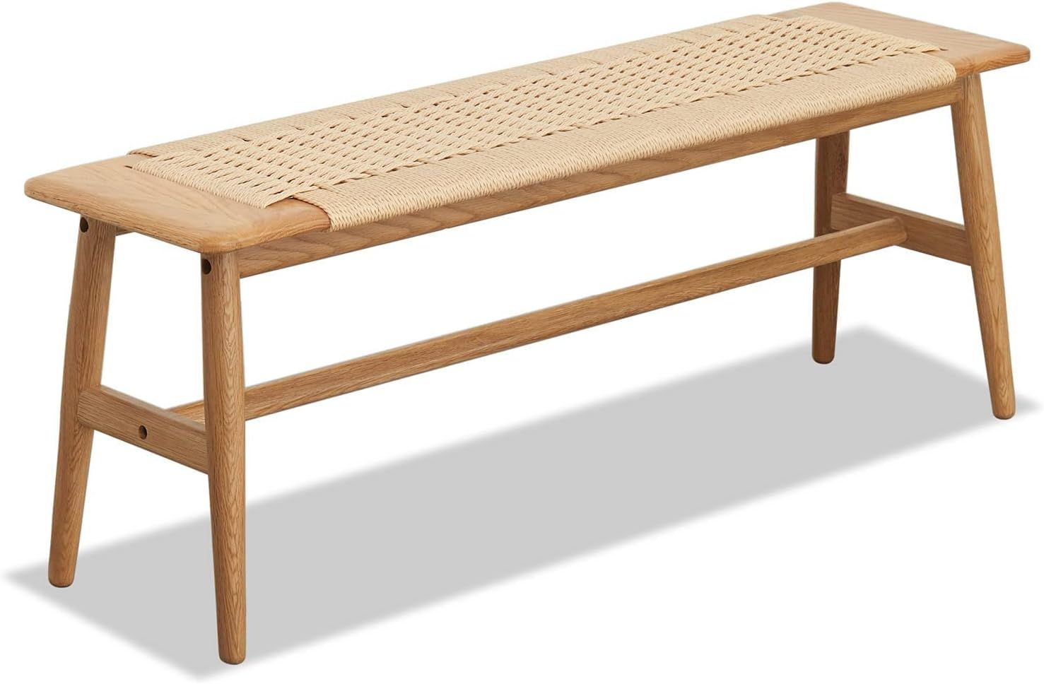 Fancyarn Woven Design Natural Oak Wood Dining Bench Bed Bench for Dining Room, Bedroom, Bathroom | Amazon (US)
