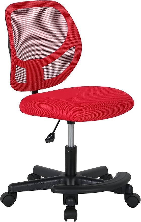 Amazon Basics Kids Adjustable Mesh Low-Back Swivel Study Desk Chair with Footrest, Red | Amazon (US)