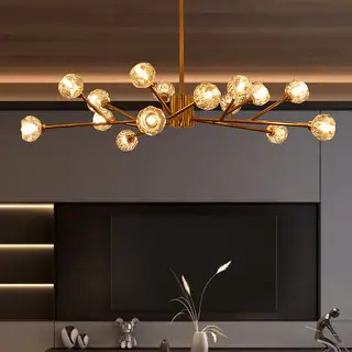Brass Sputnik Chandelier Gold Pendant Light Crystal Ceiling Hanging Light Fixture 15 Light | Bed Bath & Beyond