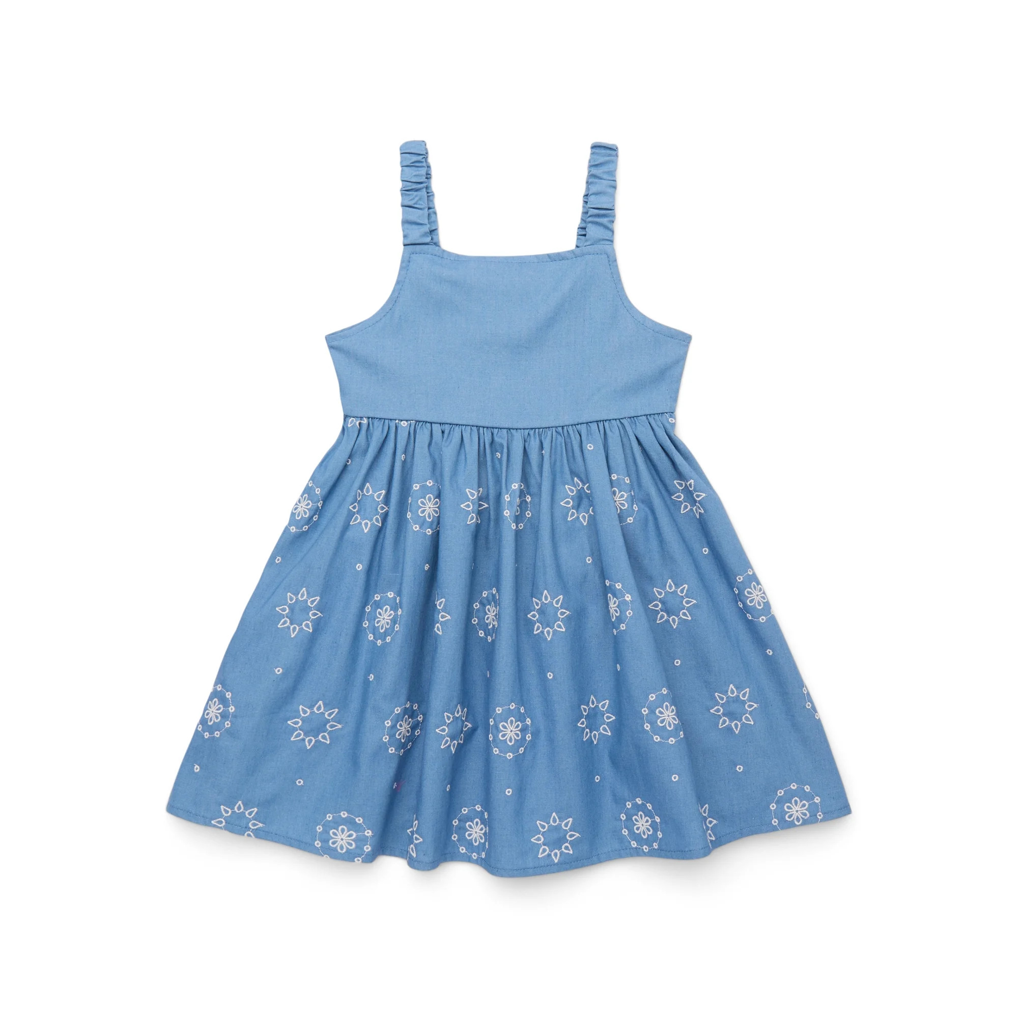 Wonder Nation Toddler Girls Cotton Sleeveless Floral Embroidered Dress, Sizes 12M-5T | Walmart (US)