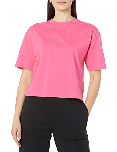 Amazon Essentials Women's Organic Cotton Drop Shoulder Relaxed Boxy Short-Sleeve T-Shirt (Available in Plus Size), Neon Pink, X-Small | Amazon (US)