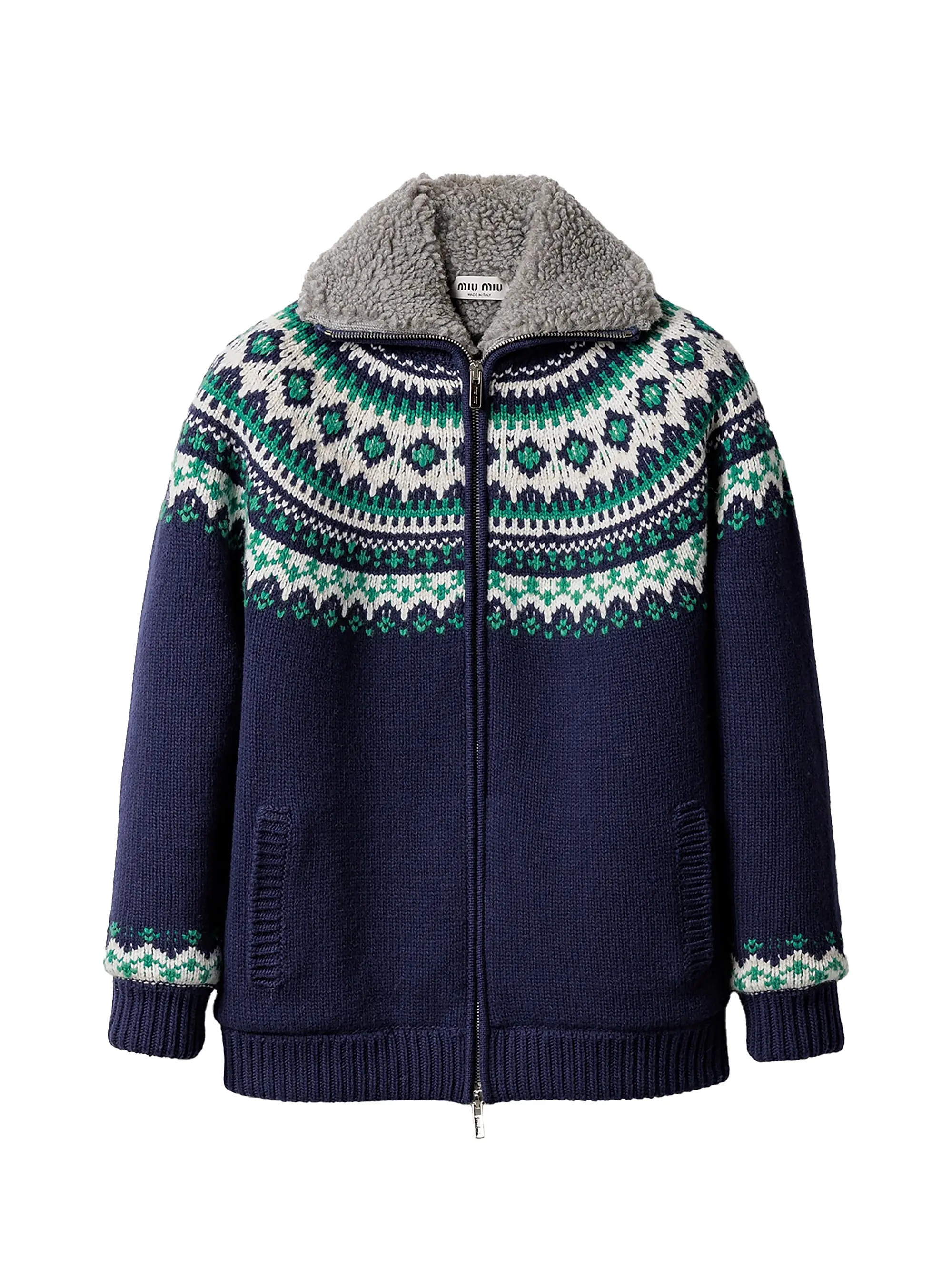 Wool and Fleece Cardigan with Zipper | Saks Fifth Avenue