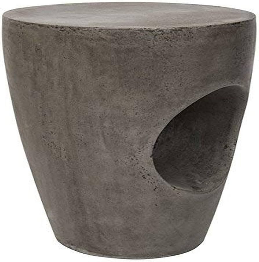 Safavieh Outdoor Collection Aishi Modern Concrete Dark Grey Round 17.7-inch Accent Table | Amazon (US)