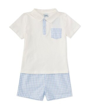 x The Broke Brooke Little Boys 2T-7 Brooks Pique Knit Polo and Gingham Short Set | Dillard's