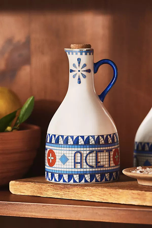 Bistro Tile Stoneware 24k Gold Accent Italia Cruet | Anthropologie (US)